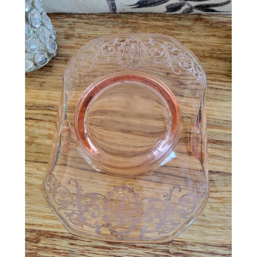 Vintage Pink Glass Silver Overlay Folded Bon Bon Candy Dish